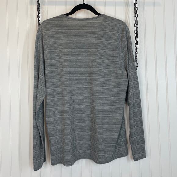 Zachary Prell Men’s Gray Shadow Striped Long Sleeve Henley Shirt Size L - Picture 5 of 6